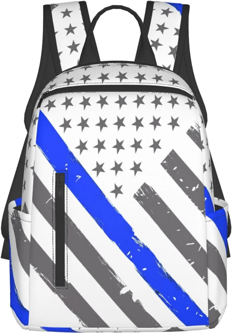Thin Blue Line American Flag Casual Backpacks Laptop Backpack Outdoor Travel Rucksack Sport Carry-On Daypack Lightweight Bag with Multi-Pockets