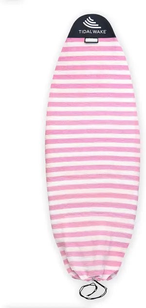 Tidal Wake TAG-IT Pink & White Striped Surf & Wake Board Sock Cover, 60" Round Nose, Personalize with Your Name!