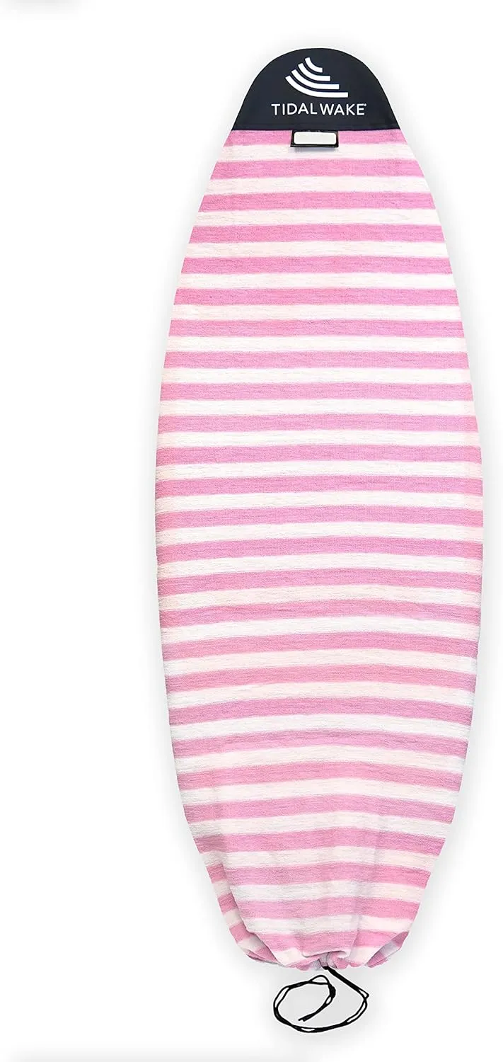 Tidal Wake TAG-IT Pink & White Striped Surf & Wake Board Sock Cover, 60" Round Nose, Personalize with Your Name!