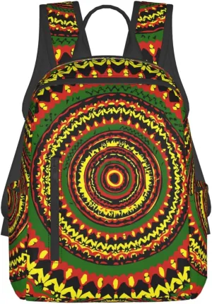 Tie Dye Rasta Circle Casual Backpacks Laptop Backpack Outdoor Travel Rucksack Sport Carry-On Daypack Lightweight Bag with Multi-Pockets
