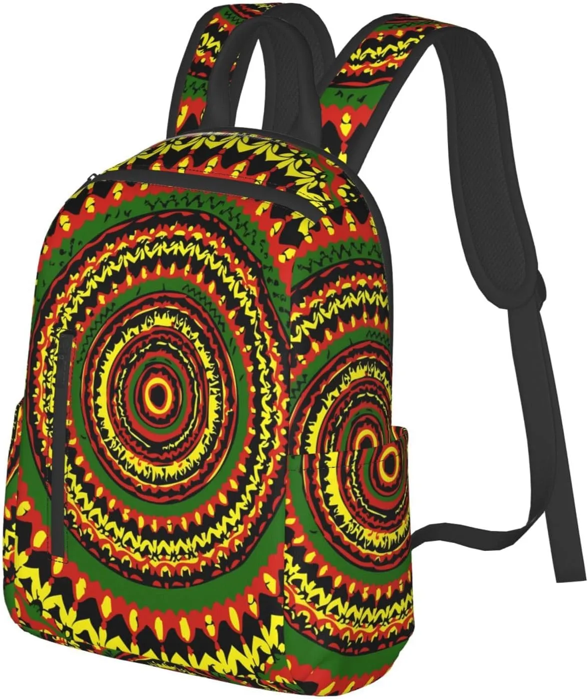 Tie Dye Rasta Circle Casual Backpacks Laptop Backpack Outdoor Travel Rucksack Sport Carry-On Daypack Lightweight Bag with Multi-Pockets