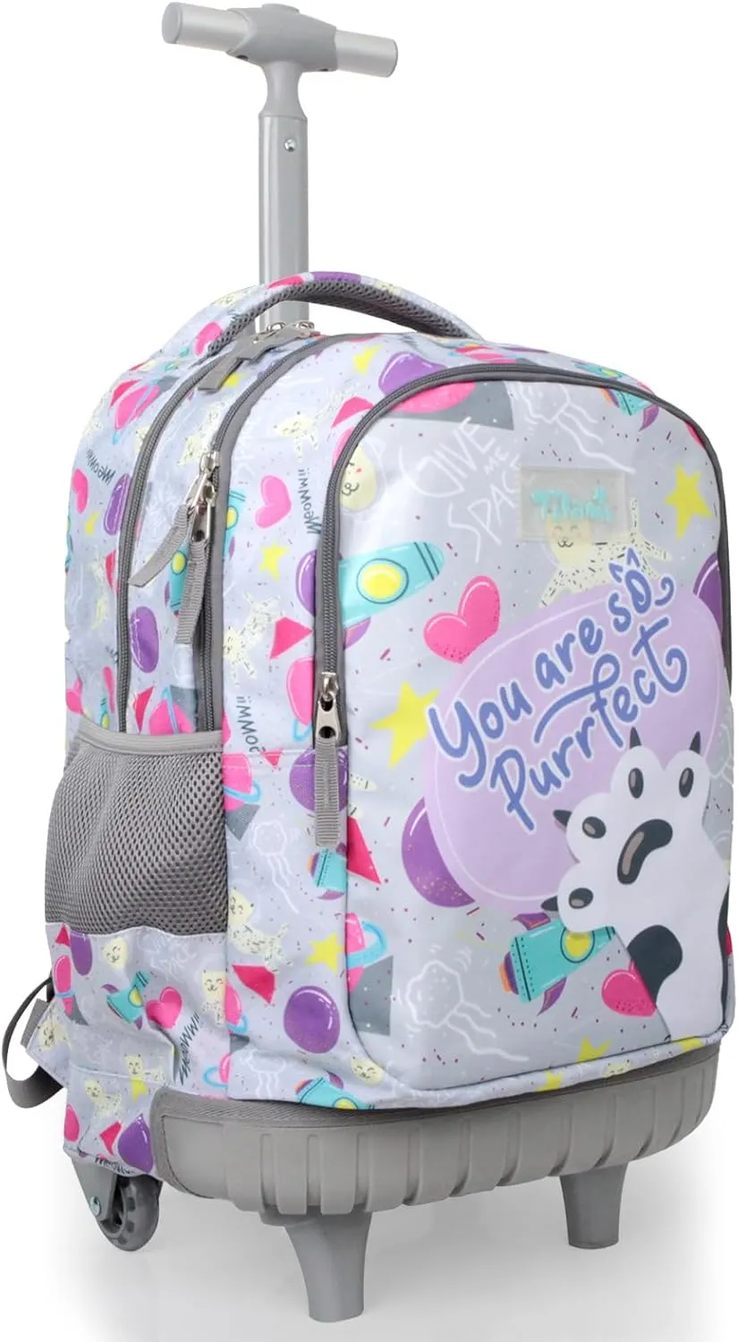 Tilami Rolling Backpack for Kids 18 Inch Wheeled Bookbag for Boys & Girls for School & Travel,Claw