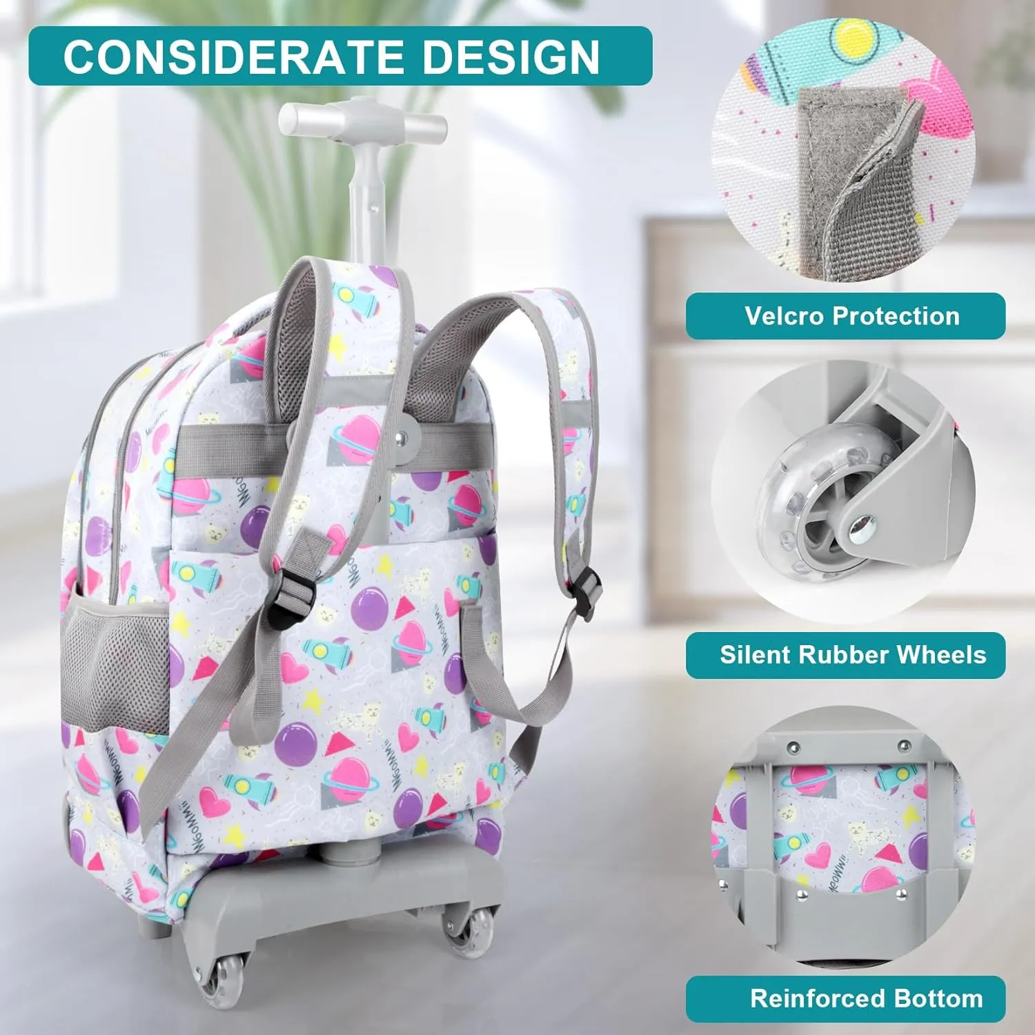 Tilami Rolling Backpack for Kids 18 Inch Wheeled Bookbag for Boys & Girls for School & Travel,Claw