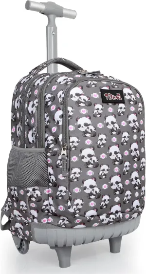 Tilami Rolling Backpack for Kids 18 Inch Wheeled Bookbag for Boys & Girls for School & Travel,Panda