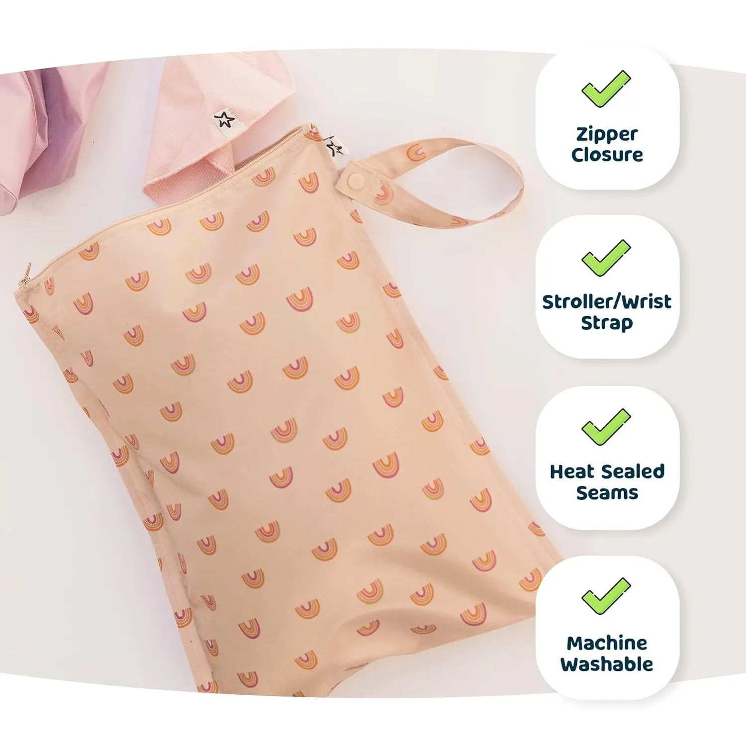 Tiny Twinkle Mess-proof Waterproof Wet Dry Bag | 2 Pack Reusable for Swimsuits, Gym & Baby Clothes | Leakproof Wet Clothes Bag, Beach Travel Essentials (Unisex Checkers)