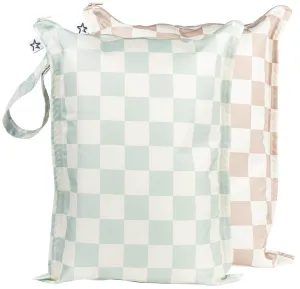 Tiny Twinkle Mess-proof Waterproof Wet Dry Bag | 2 Pack Reusable for Swimsuits, Gym & Baby Clothes | Leakproof Wet Clothes Bag, Beach Travel Essentials (Unisex Checkers)