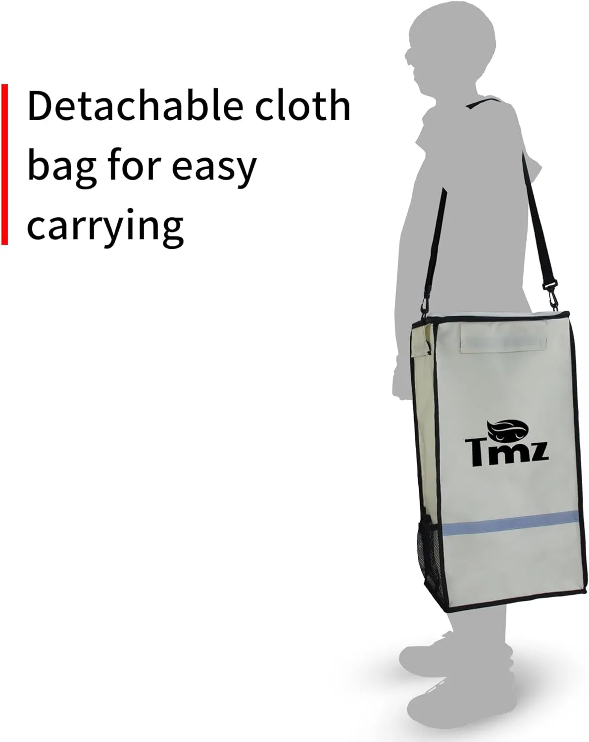 TMZ Heavy-Duty Foldable Shopping Cart with Removable Insulated Bag & Hooks - Lightweight 110 lbs Capacity Grocery Luggage Cart for Market, Travel, Laundry (Beige)