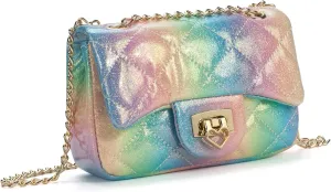 Toddler Purse for Girls Age 3-14, Heart Lock Kids Purse, Cute Crossbody Bag with Chain Strap