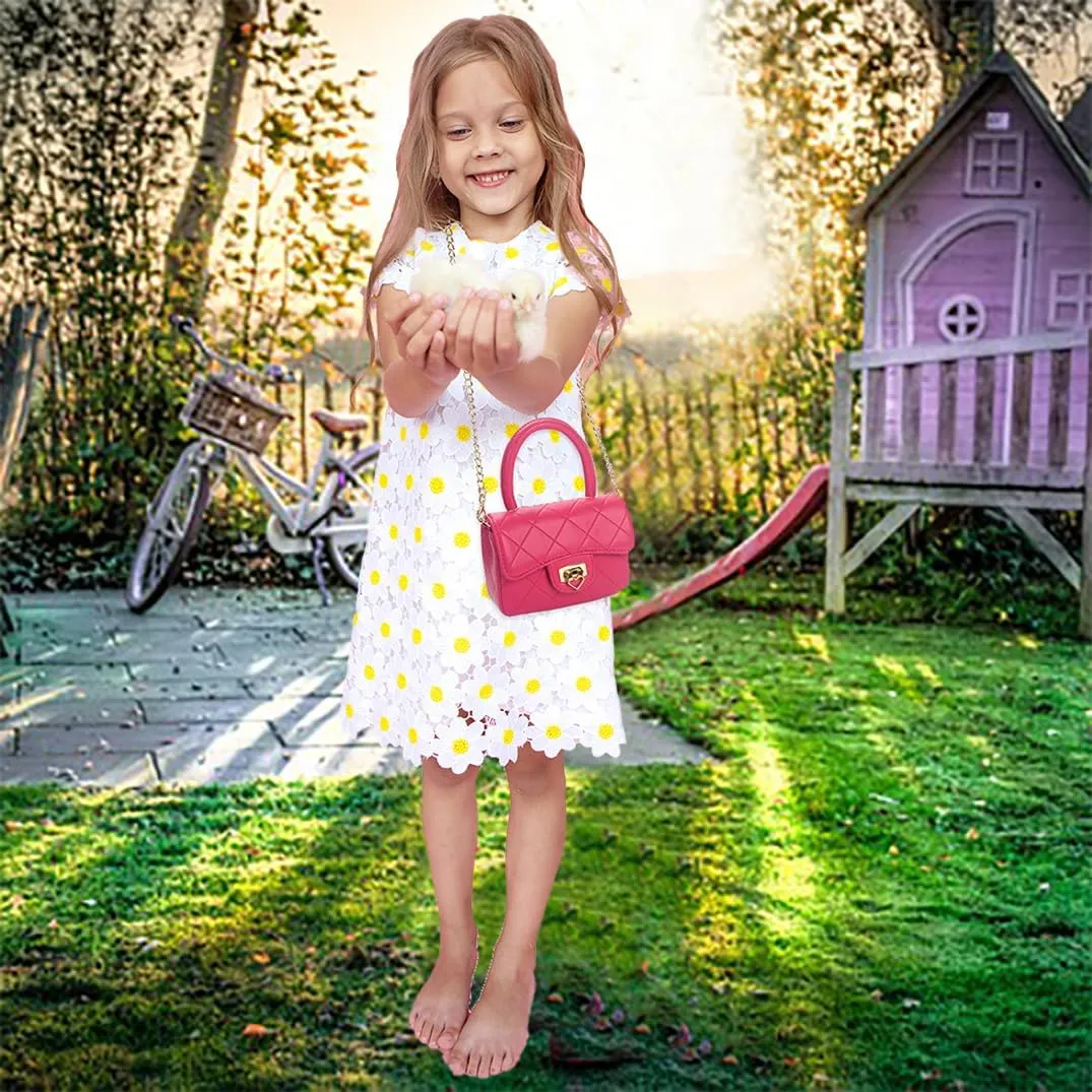 Toddler Purse for Girls Aged 2-12 - Kids Crossbody Bag with Leather Handle - Girls Handbags Birthday Gifts for Kids