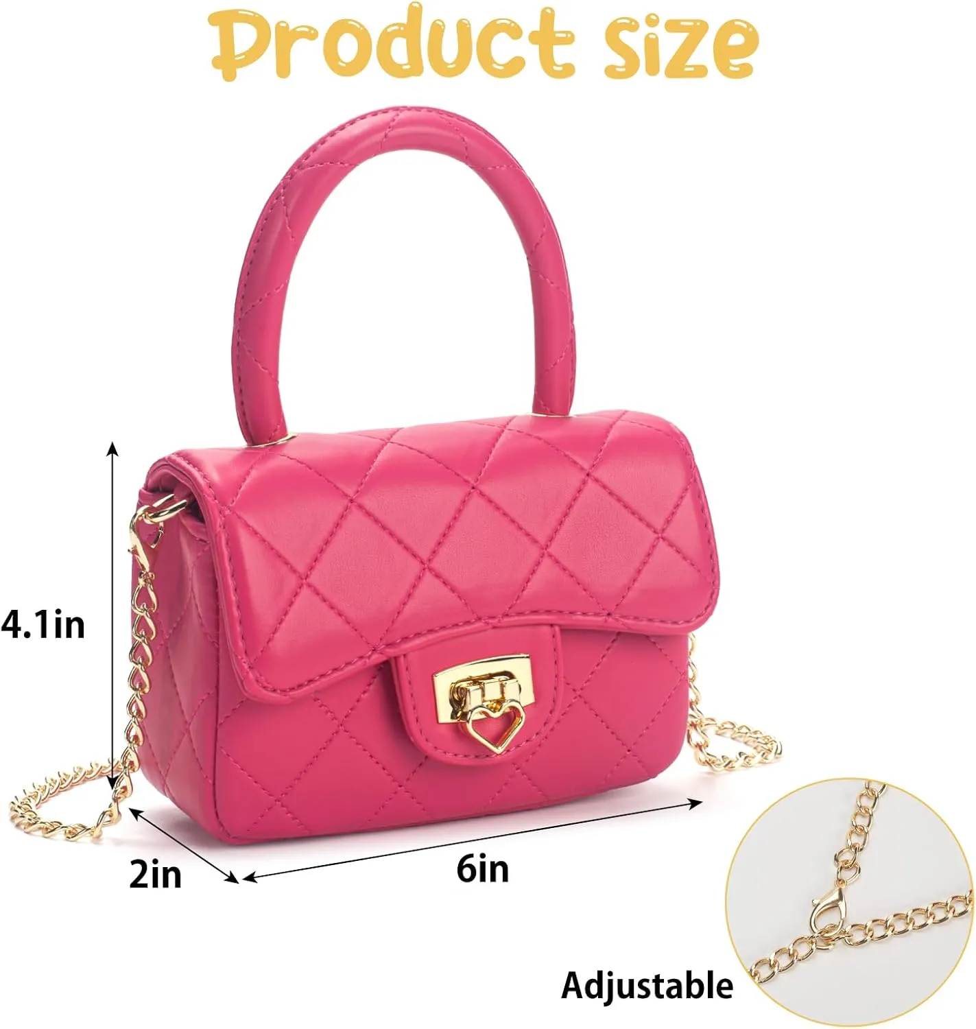 Toddler Purse for Girls Aged 2-12 - Kids Crossbody Bag with Leather Handle - Girls Handbags Birthday Gifts for Kids