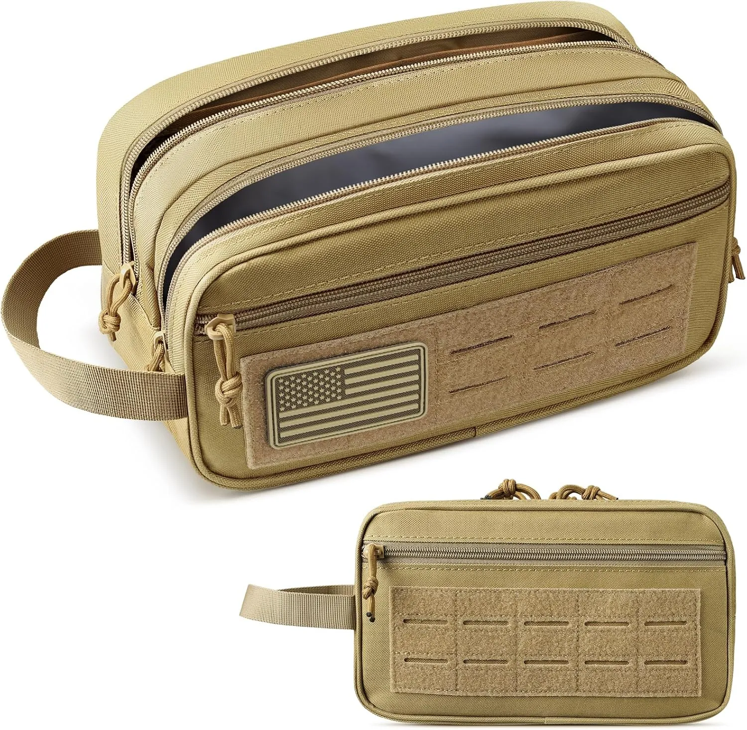 Toiletry Bag for Men, Tactical Dopp Kit Military Hygiene Bag Mens Toiletry Travel Bag MOLLE EDC Pouch Small Toiltries Travel Bathroom Shaving Kit Shower Bags