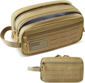 Toiletry Bag for Men, Tactical Dopp Kit Military Hygiene Bag Mens Toiletry Travel Bag MOLLE EDC Pouch Small Toiltries Travel Bathroom Shaving Kit Shower Bags