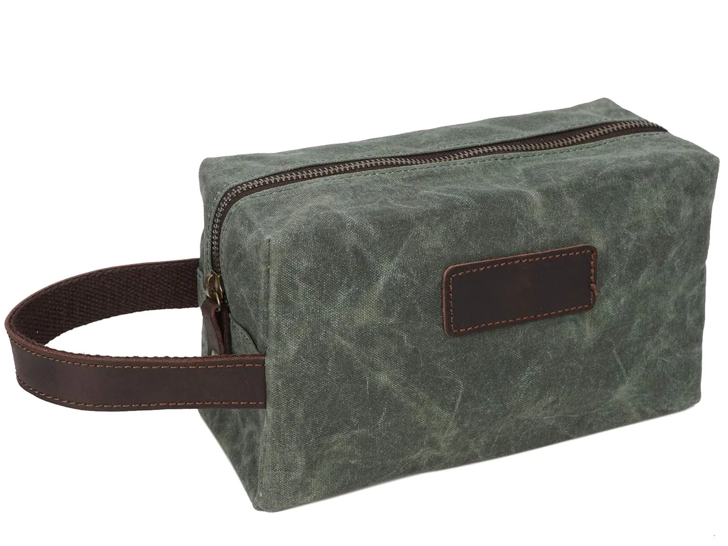 Toiletry Bags Waxed Canvas Hanging Travel Dopp Kit Bathroom Organizer for Men and Women Waterproof (Green)