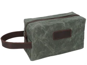 Toiletry Bags Waxed Canvas Hanging Travel Dopp Kit Bathroom Organizer for Men and Women Waterproof (Green)