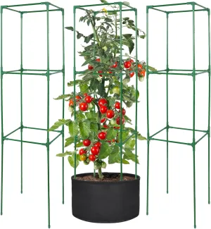 Tomato Cages for Garden - Durable Fiberglass Tomato Plant Support Pole, 44" Tall Plant Tower Stakes Cucumber Trellis for Raised Garden Bed Grow Bag Climbing Vegetable Flowers Fruits, 3 Pack