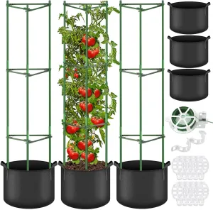 Tomato Cages for Garden,3 Pack Tomato Cages Trellis with Grow Bags, Heavy Duty Tomato Stake Support, Plant Cage Garden Cage for Pots Vegetables Plants