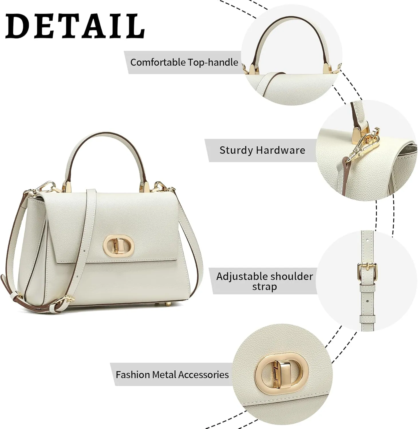 Top Handle Bag Fashion Leather Purses for Women with Multiple Internal Pockets Satchel Bag for Ladies.