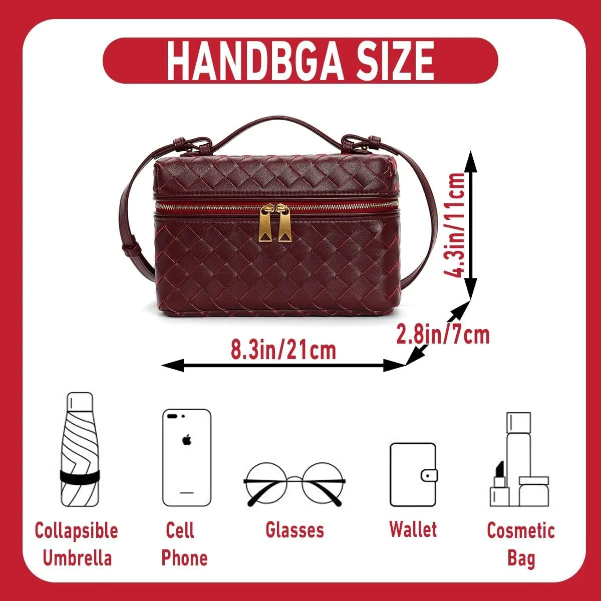Top-Handle Pouch Handbag for Women Woven Leather Vanity Case Designer Crossbody Bag Shoulder Bag Trendy Purse