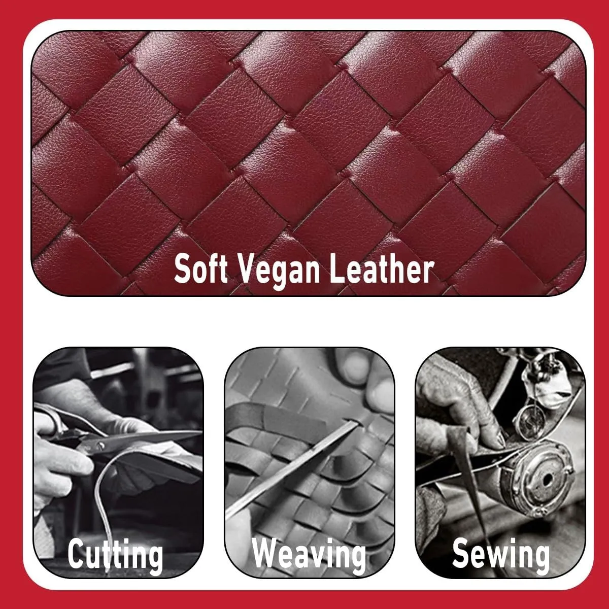 Top-Handle Pouch Handbag for Women Woven Leather Vanity Case Designer Crossbody Bag Shoulder Bag Trendy Purse