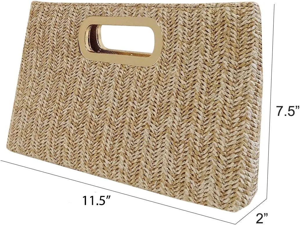 Top Handle Straw Clutch