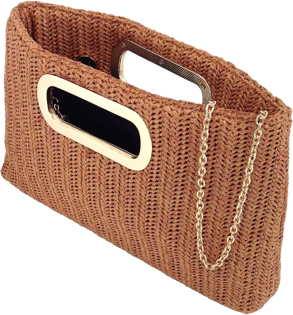 Top Handle Straw Clutch