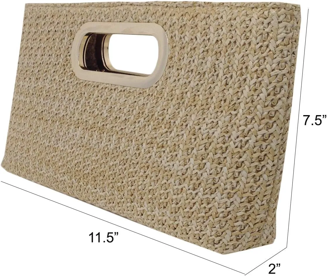 Top Handle Straw Clutch