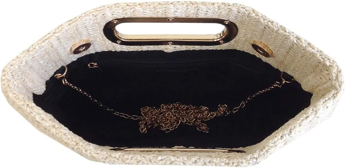 Top Handle Straw Clutch