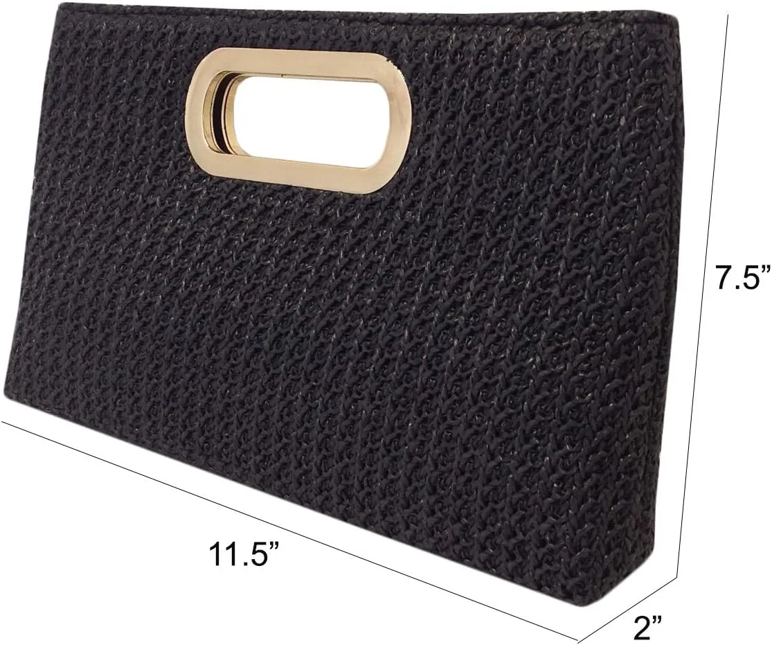 Top Handle Straw Clutch