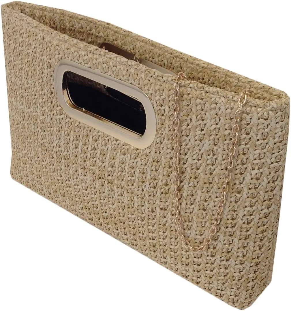 Top Handle Straw Clutch