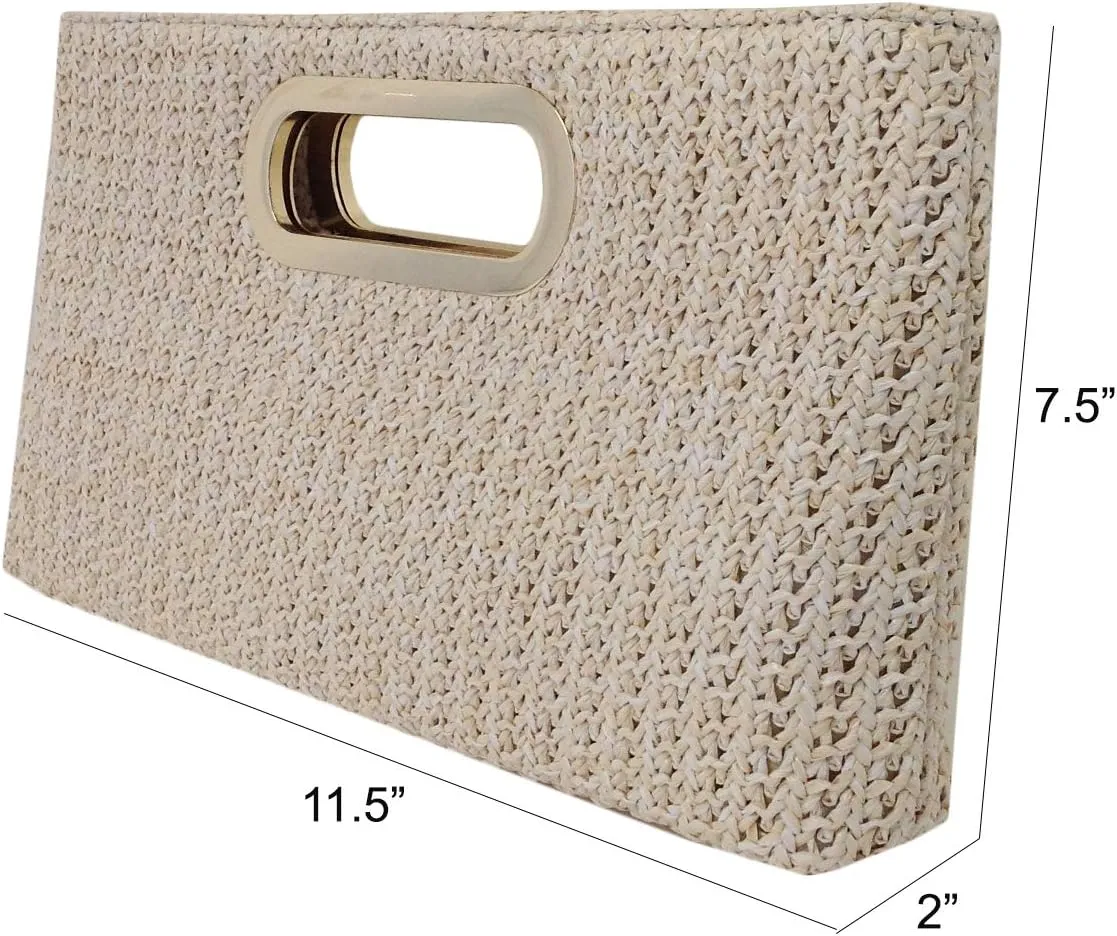 Top Handle Straw Clutch