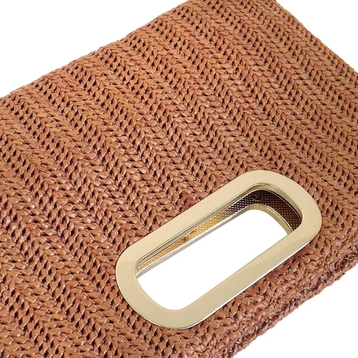 Top Handle Straw Clutch