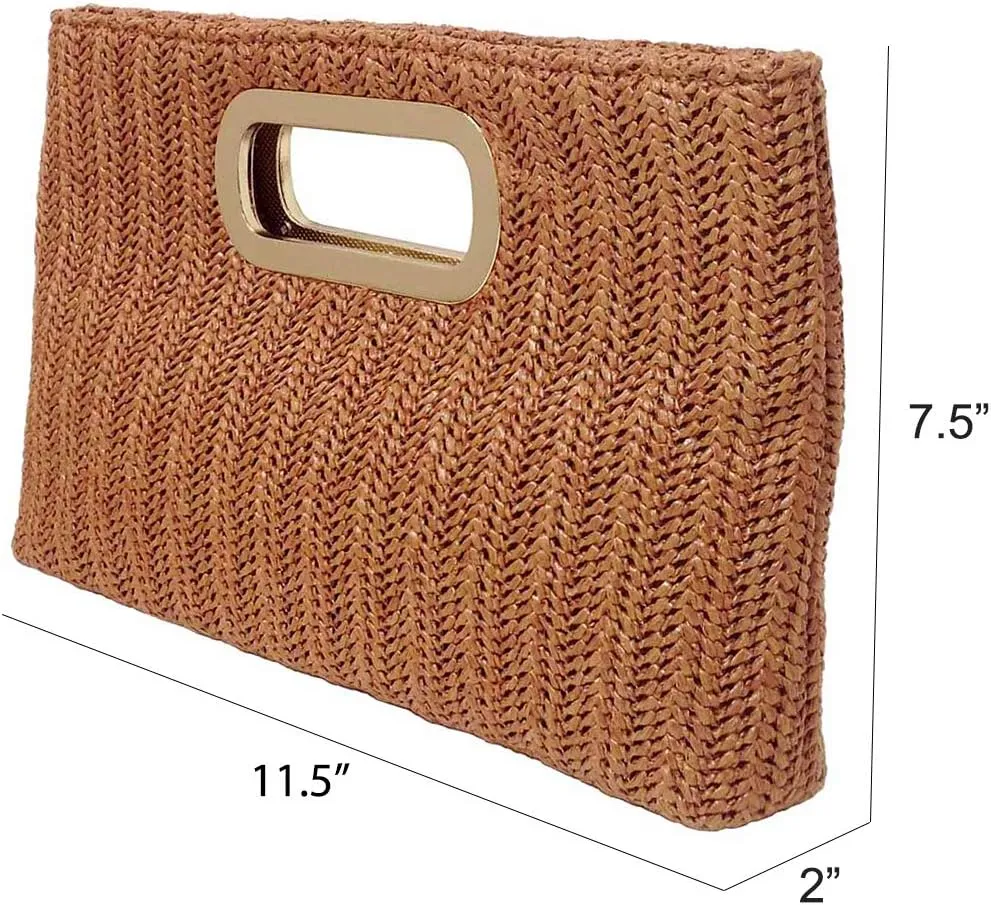 Top Handle Straw Clutch