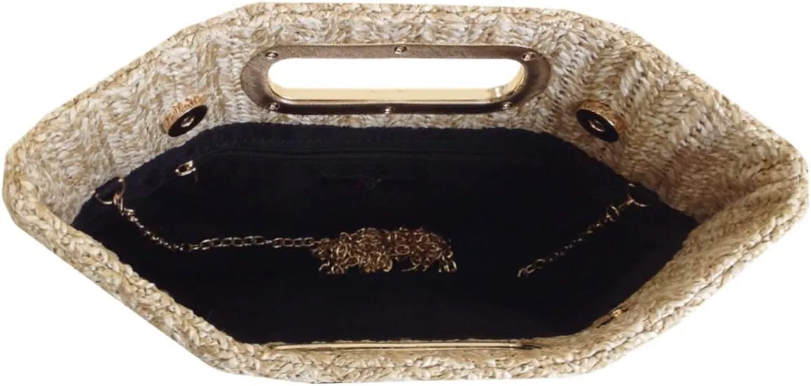 Top Handle Straw Clutch