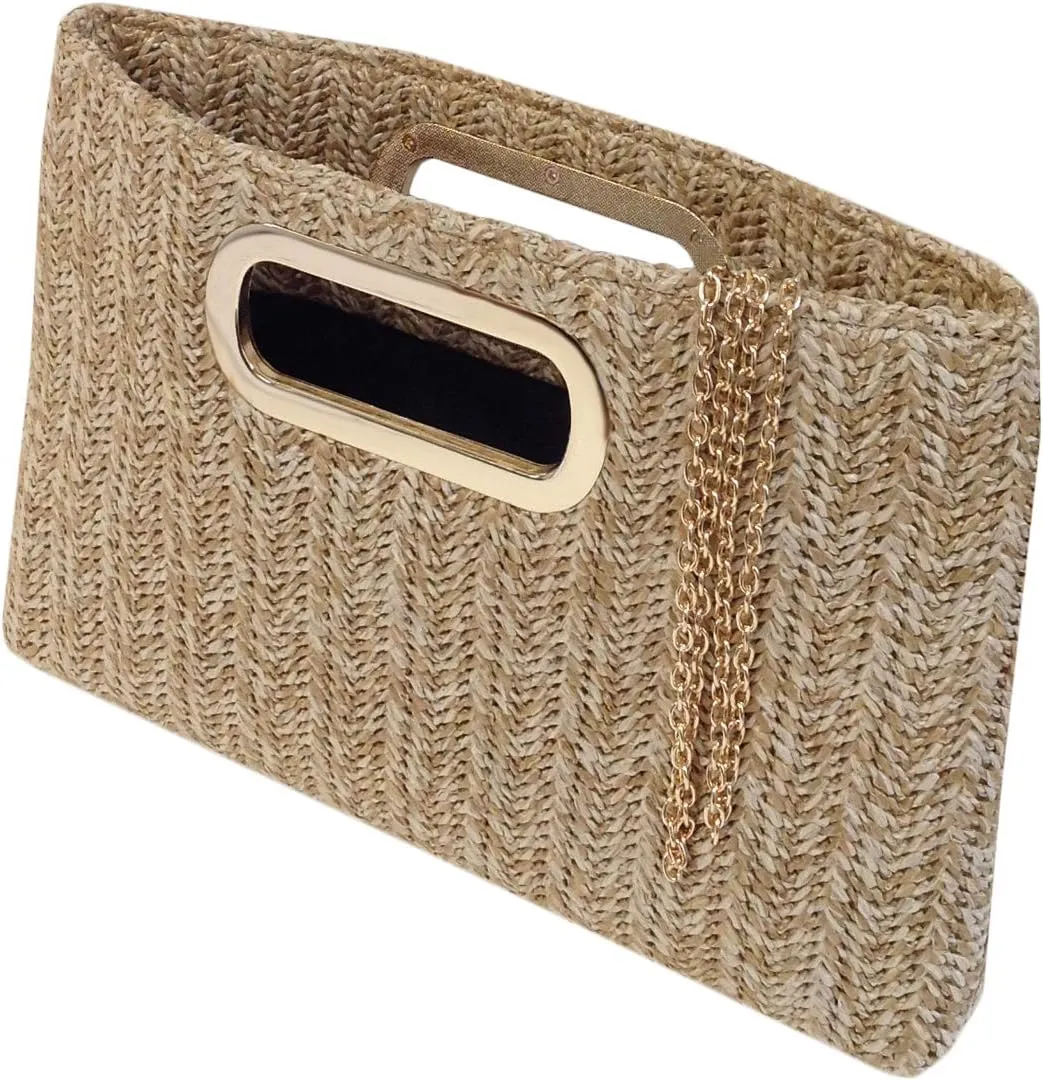 Top Handle Straw Clutch