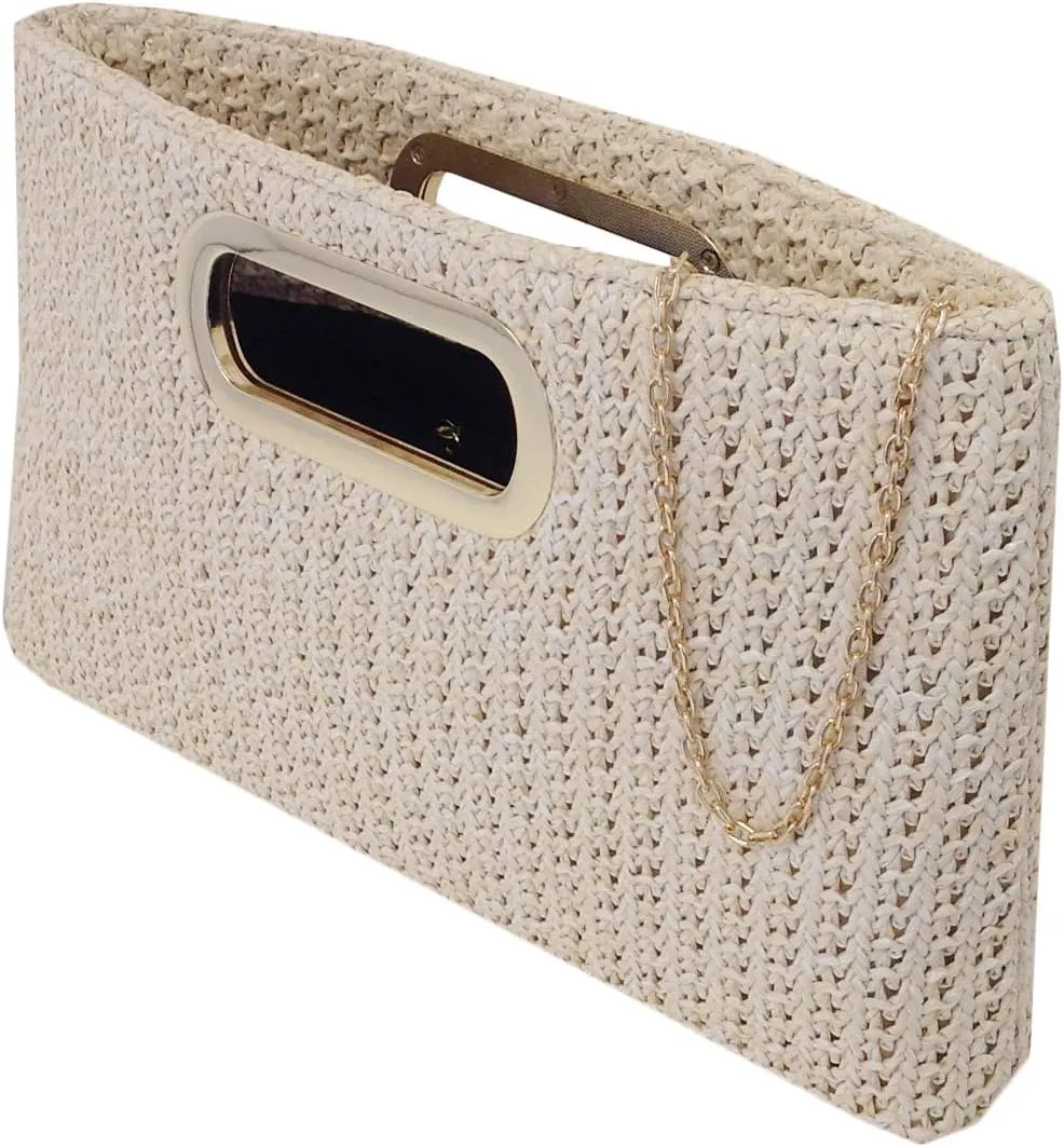 Top Handle Straw Clutch