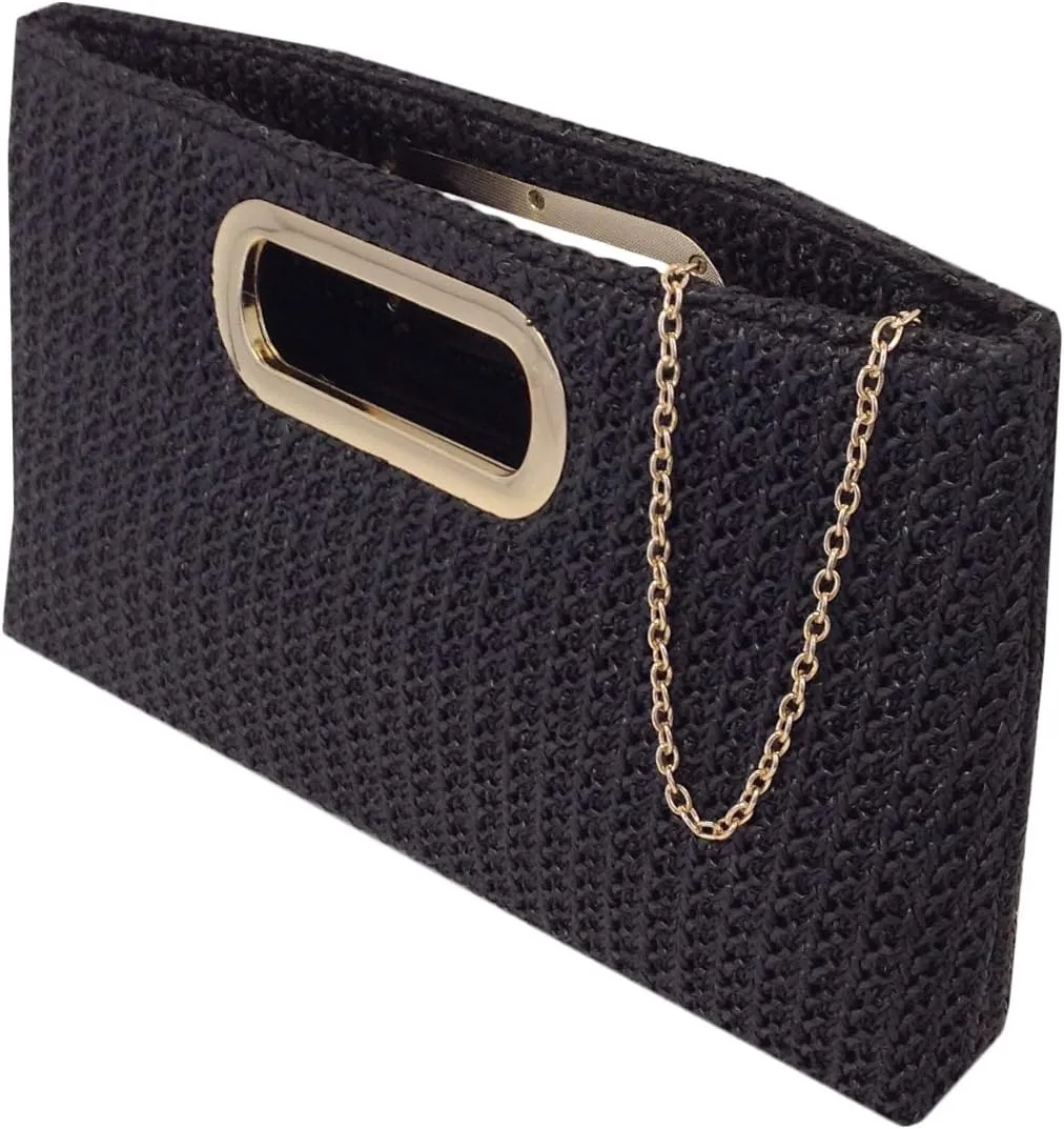 Top Handle Straw Clutch
