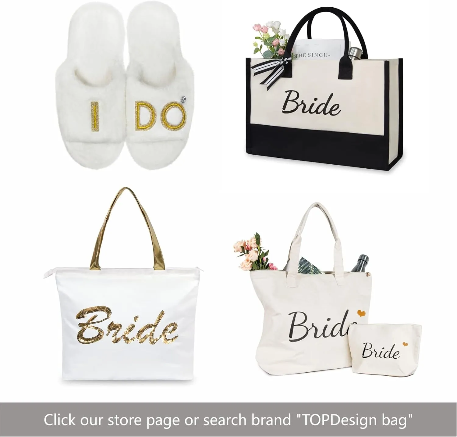 TOPDesign Canvas Tote Bag, Bridal Shower Gifts for Bride, Wedding Bachelorette Bride Gifts Shoulder Bag