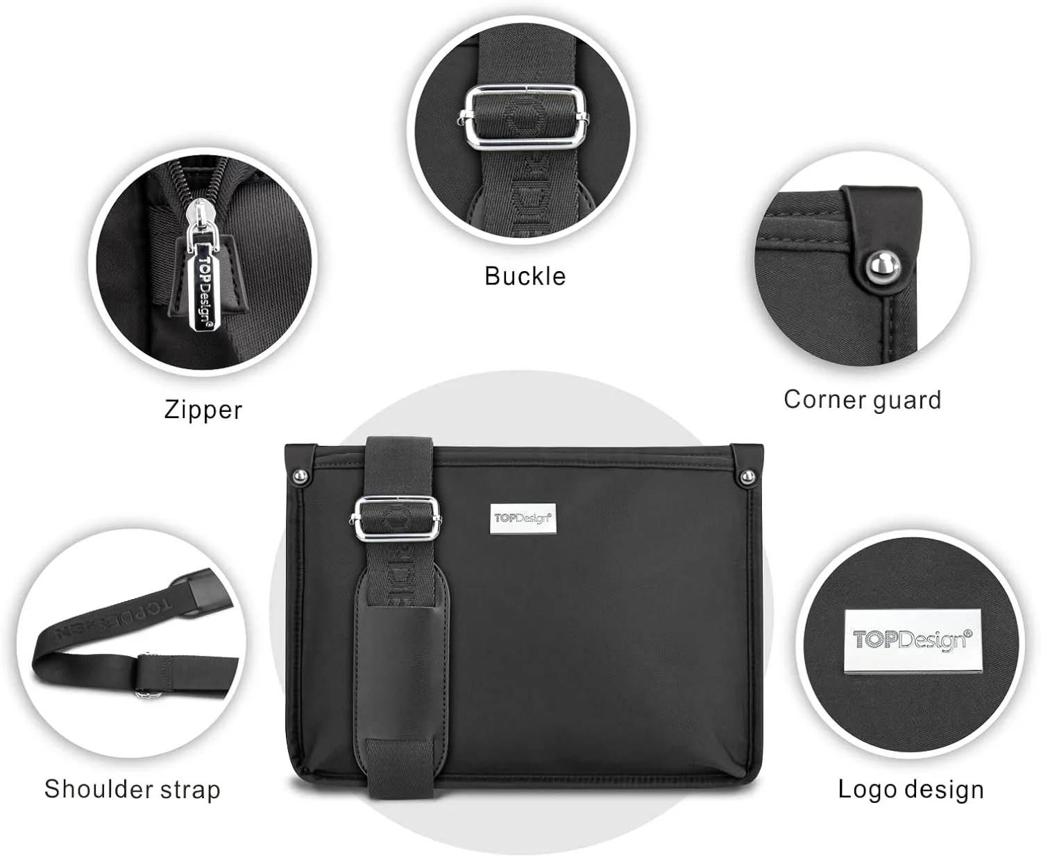 TOPDesign Lightweight Women Crossbody Bag, Shoulder Purse with Multiple Pockets, Triple Zip Handbag with Shoulder Strap