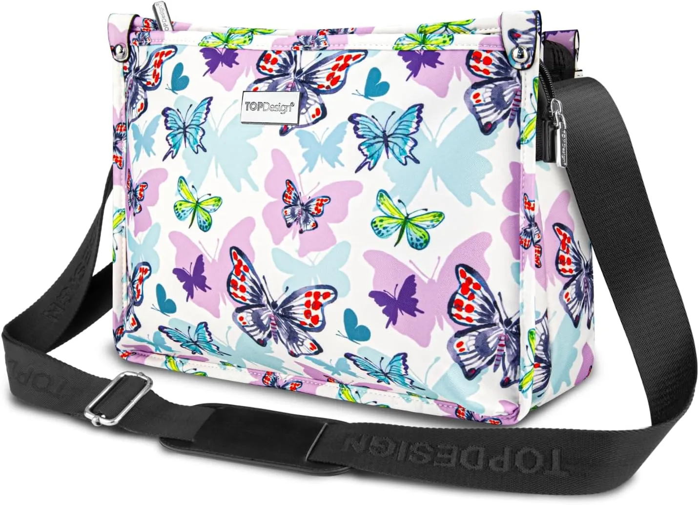 TOPDesign Lightweight Women Crossbody Bag, Shoulder Purse with Multiple Pockets, Triple Zip Handbag with Shoulder Strap