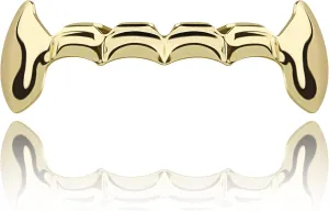 TOPGRILLZ Bottom Vampire Teeth Grills - 18K Gold Plated Slug Fang Grillz for Men & Women - Hip Hop Rapper Costume