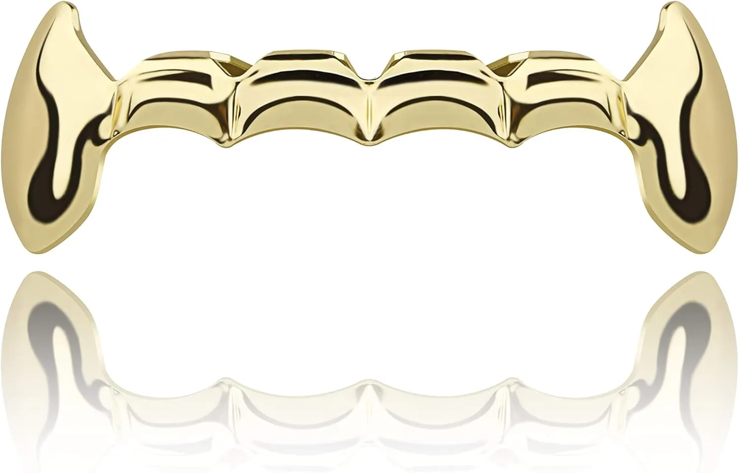 TOPGRILLZ Bottom Vampire Teeth Grills - 18K Gold Plated Slug Fang Grillz for Men & Women - Hip Hop Rapper Costume