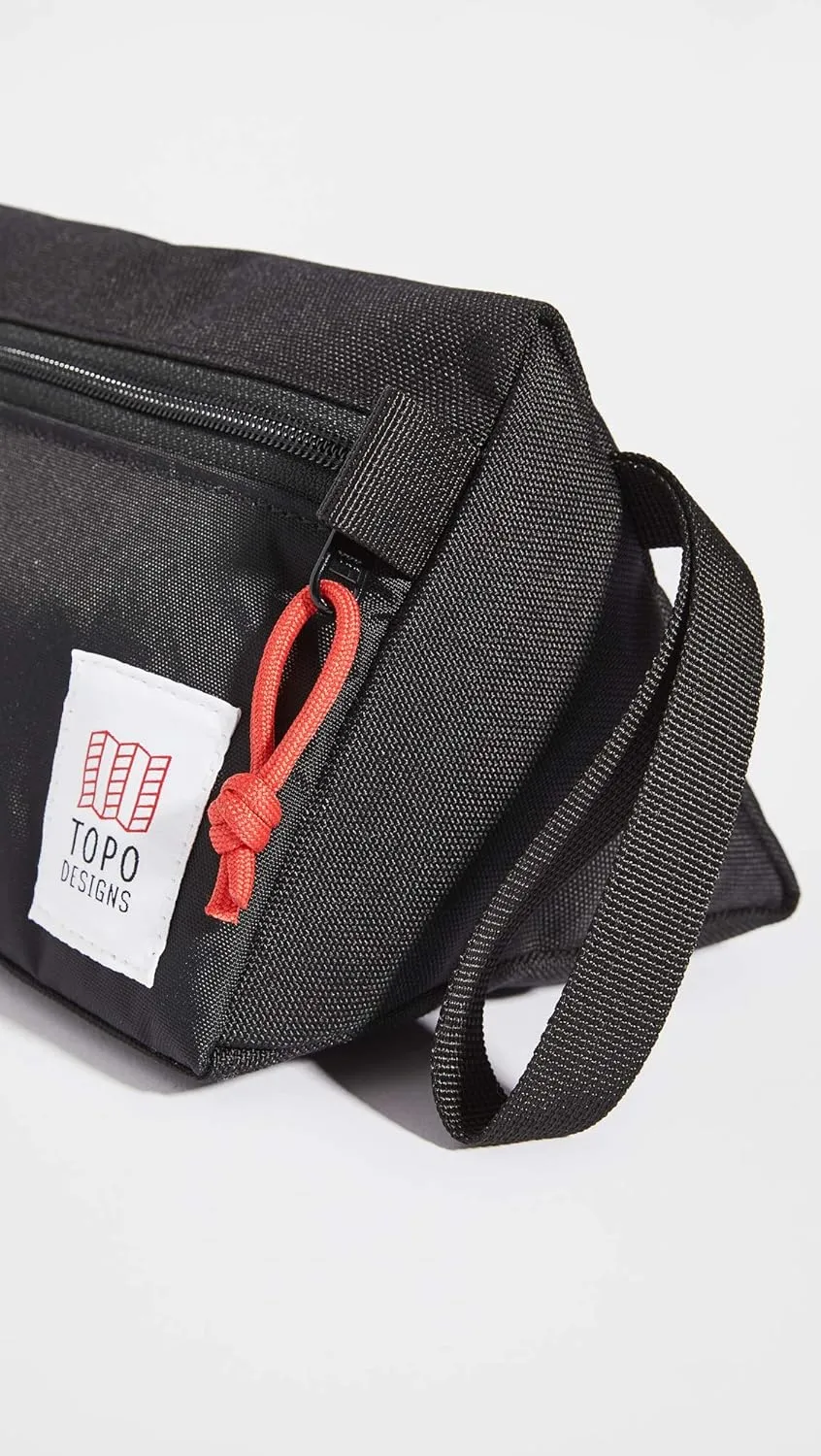 Topo Designs Dopp Kit - Travel Bag for Personal Care Essentials, Self Standing Shape, Fully Lined, Recycled Nylon (Black/Black)