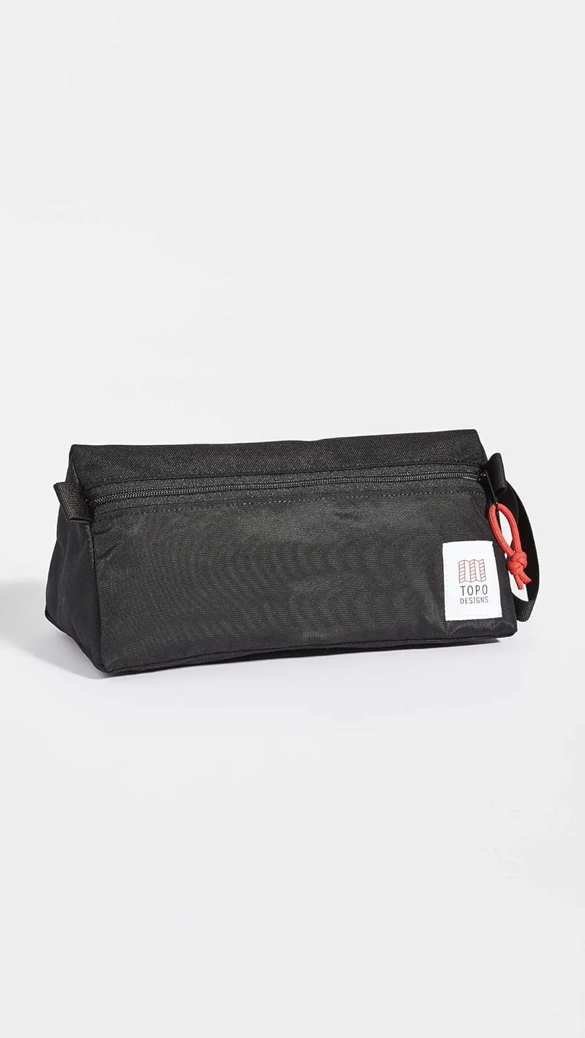 Topo Designs Dopp Kit - Travel Bag for Personal Care Essentials, Self Standing Shape, Fully Lined, Recycled Nylon (Black/Black)
