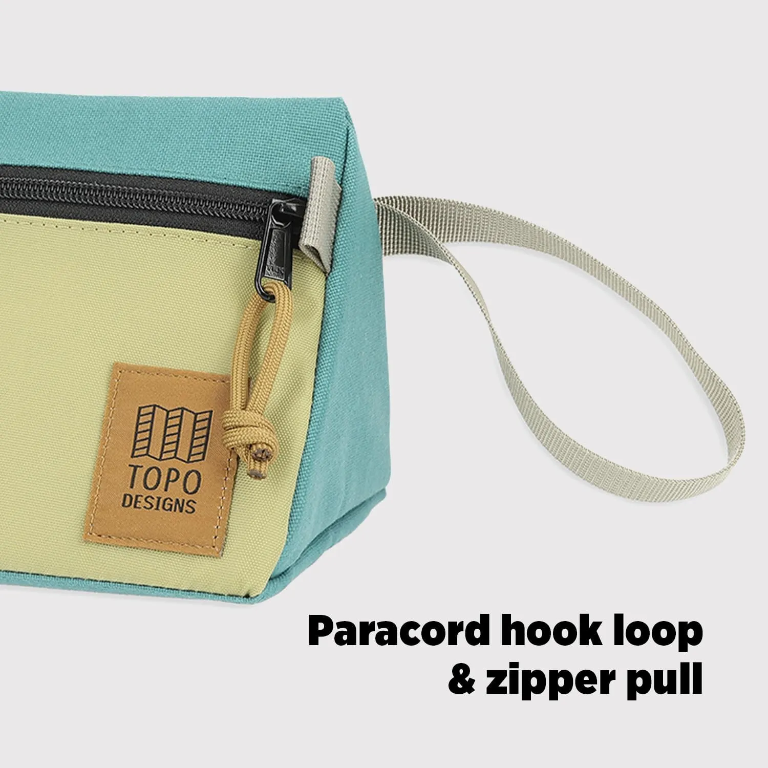 Topo Designs Dopp Kit - Travel Bag for Personal Care Essentials, Self Standing Shape, Fully Lined, Recycled Nylon (Denim/Burgundy)