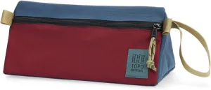 Topo Designs Dopp Kit - Travel Bag for Personal Care Essentials, Self Standing Shape, Fully Lined, Recycled Nylon (Denim/Burgundy)