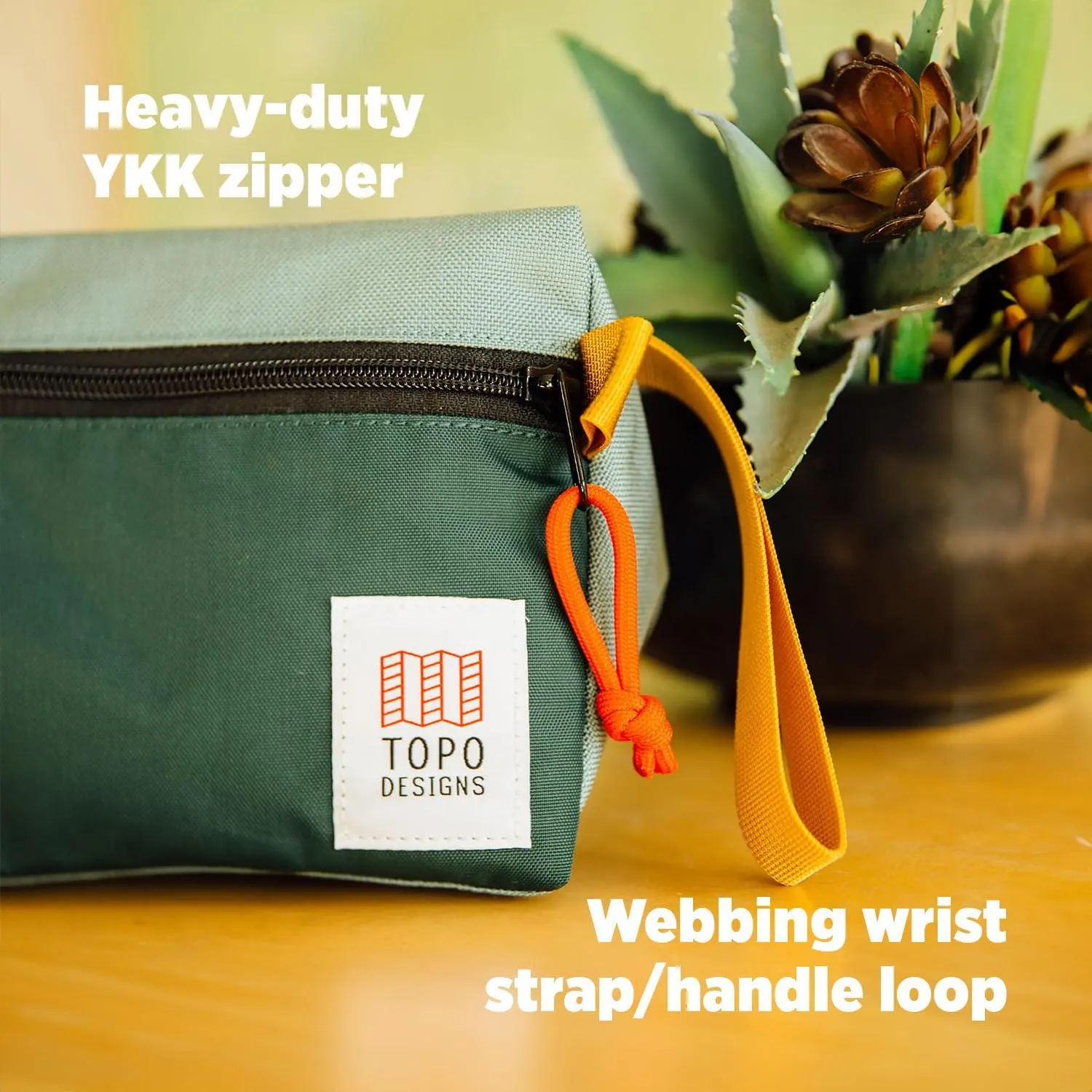Topo Designs Dopp Kit - Travel Bag for Personal Care Essentials, Self Standing Shape, Fully Lined, Recycled Nylon (Denim/Burgundy)