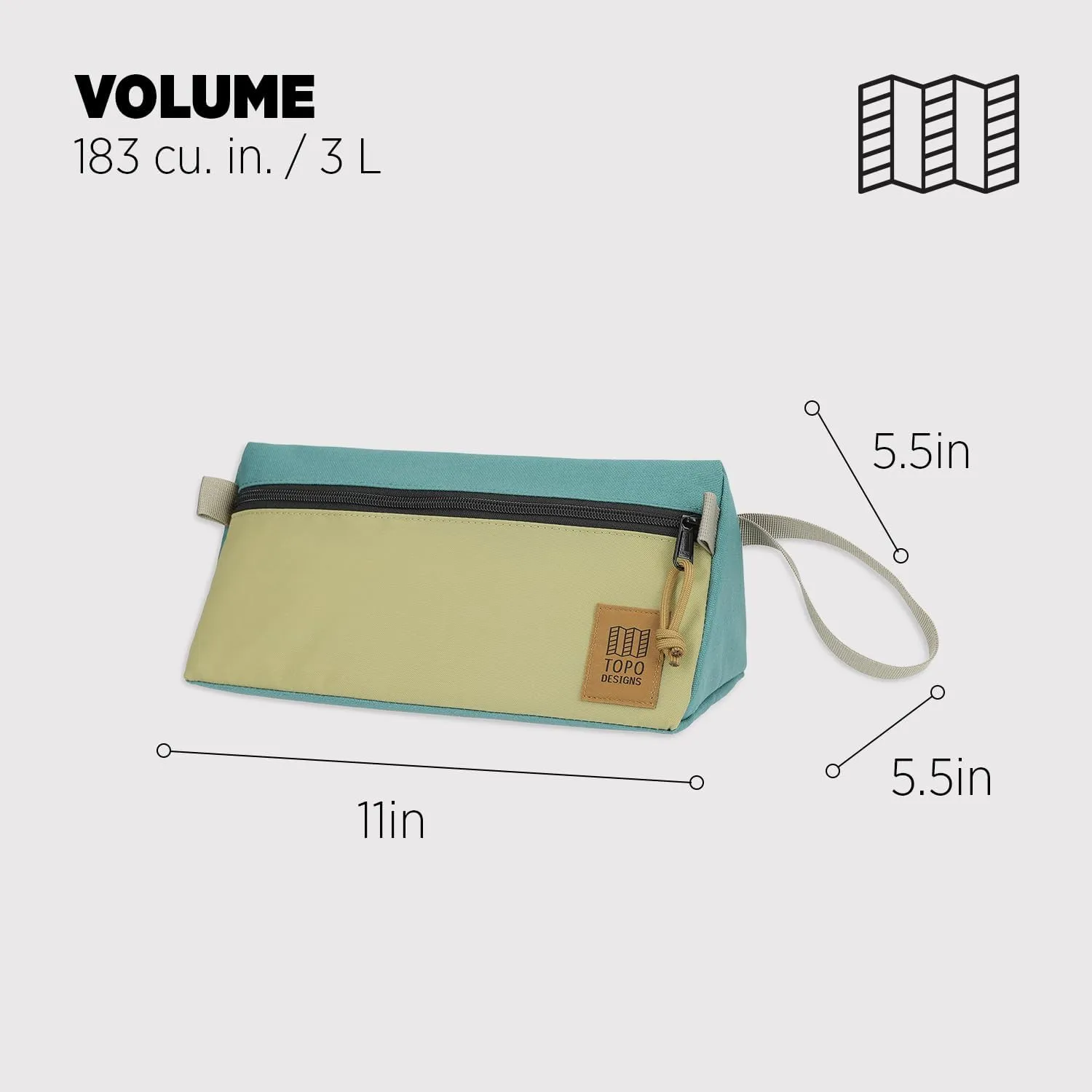 Topo Designs Dopp Kit - Travel Bag for Personal Care Essentials, Self Standing Triangular Shape, Fully Lined for Easy Cleaning, Recycled Nylon (Caribbean)