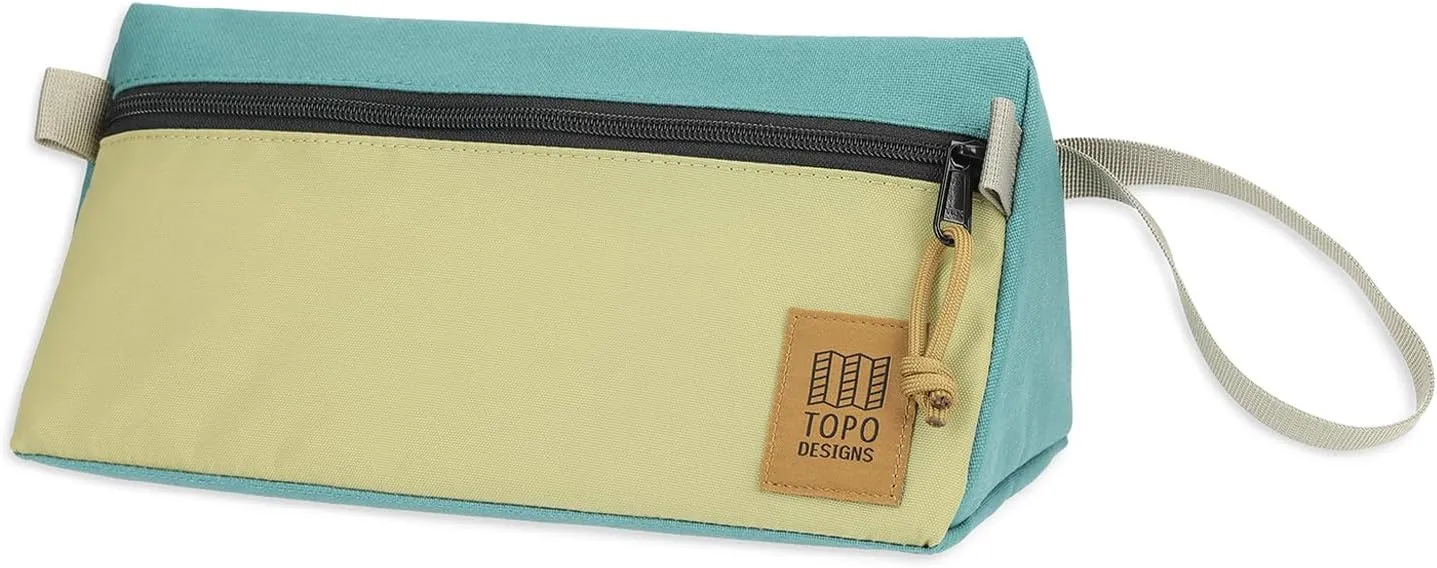 Topo Designs Dopp Kit - Travel Bag for Personal Care Essentials, Self Standing Triangular Shape, Fully Lined for Easy Cleaning, Recycled Nylon (Caribbean)