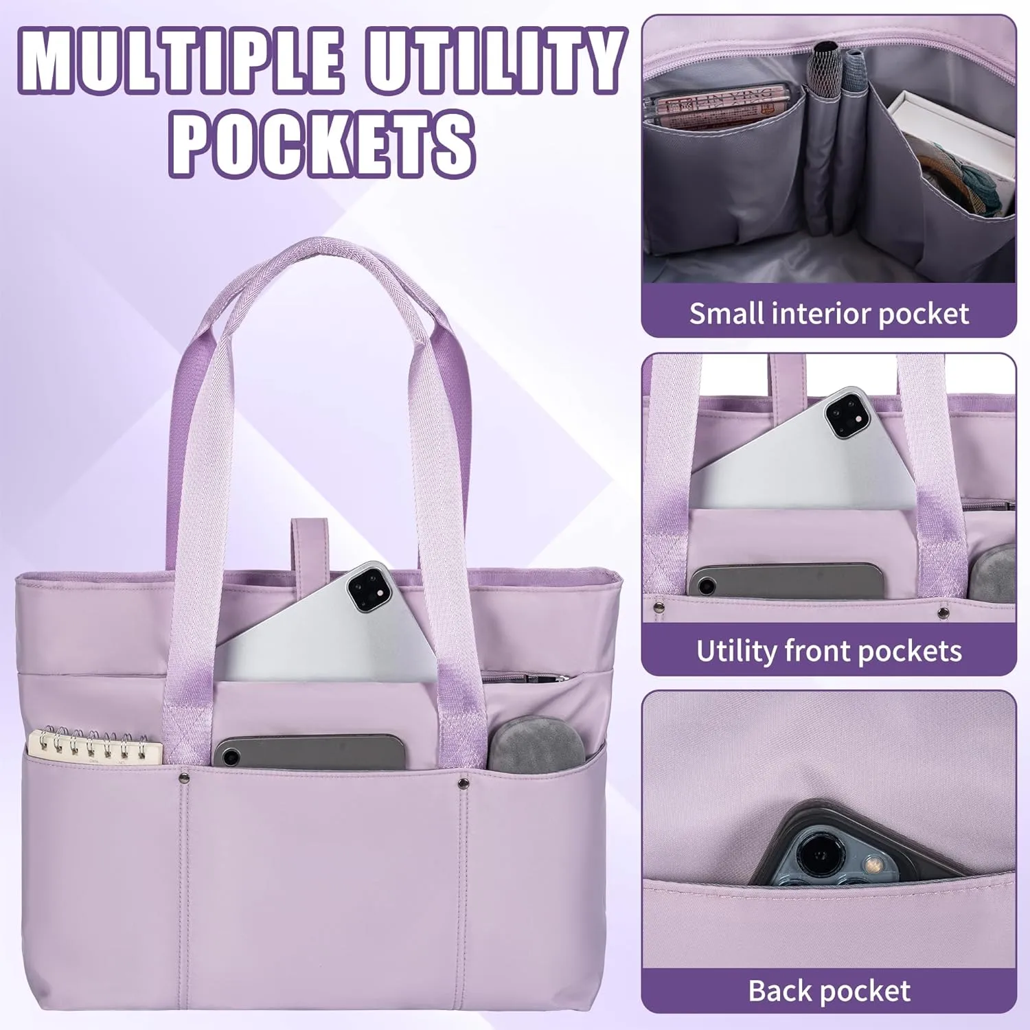 TORIBIO Tote Bag for Women, Foldable Large Tote Bag Shoulder Bag Handbag Utility Tote for Travel, Work