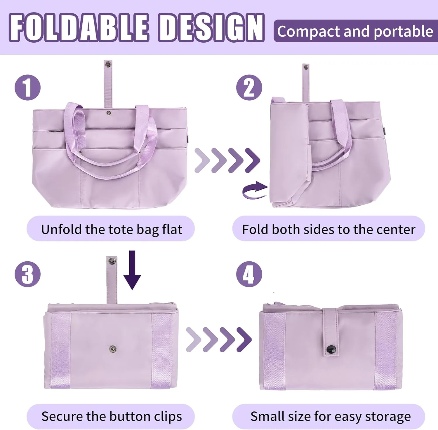 TORIBIO Tote Bag for Women, Foldable Large Tote Bag Shoulder Bag Handbag Utility Tote for Travel, Work
